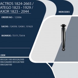 MERCEDES ACTROS 1824-2665 / ATEGO 1823 - 1929 / AXOR 1823 - 2044 123006