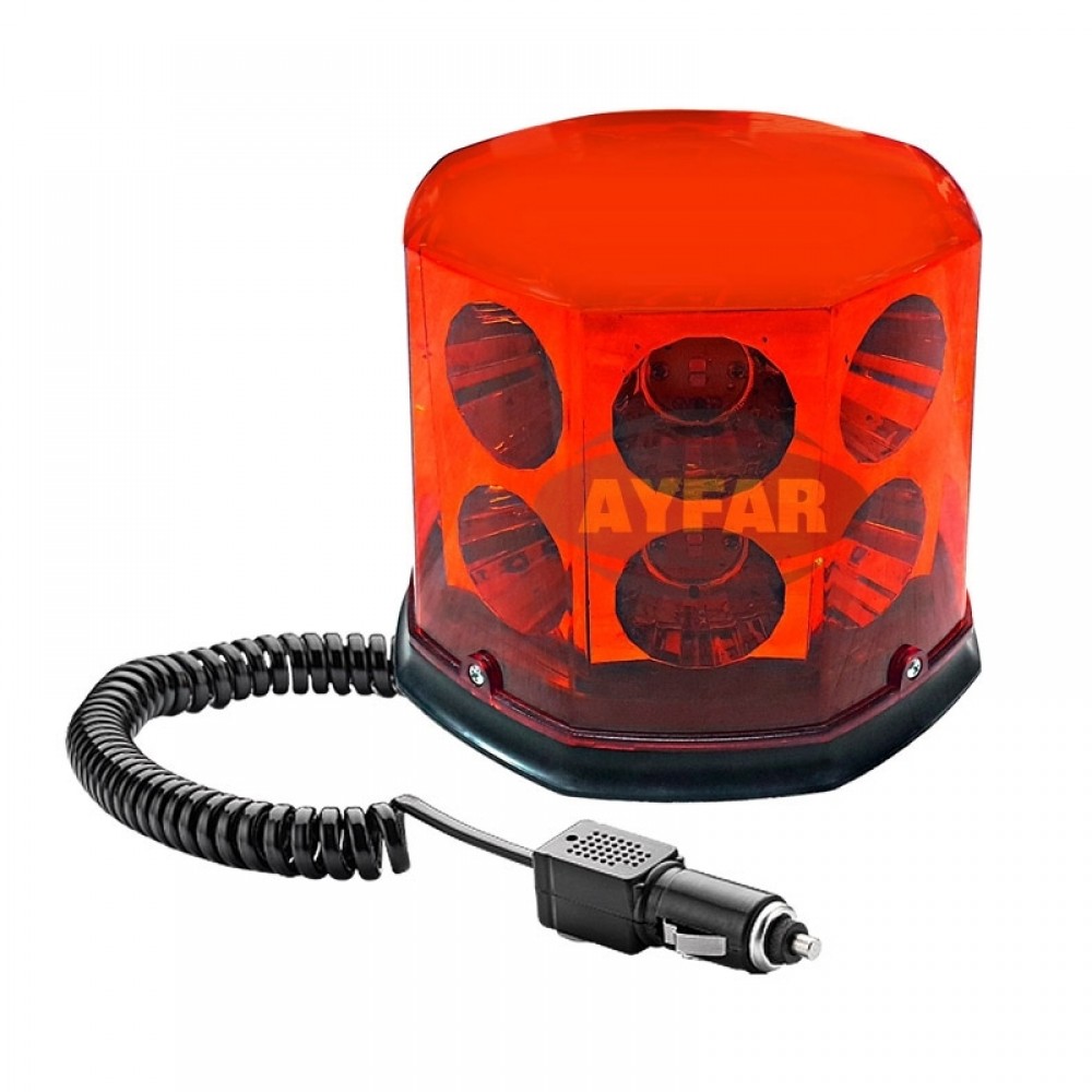 TR522 - 2 DÖNER TRAFİK İKAZ LAMBA LED TİPİ 12-24 V KIRMIZI