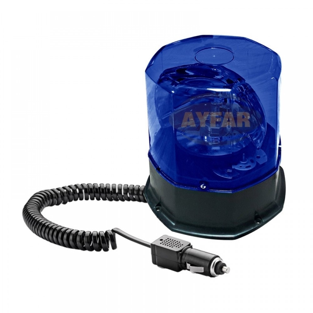 TR523 - 3 DÖNER TRAFİK İKAZ LAMBA MIKNATISLI YENİ TİP 12V H3 MAVİ